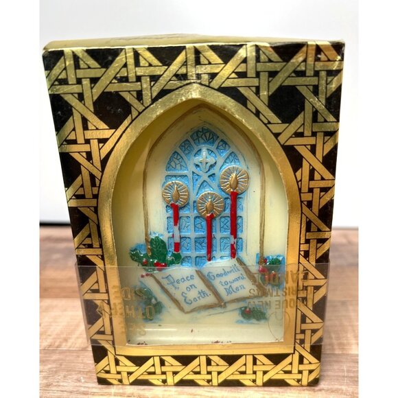 Christmas Inspirations Peace On Earth Candle By Jasco 1978 Never Used - Picture 1 of 5